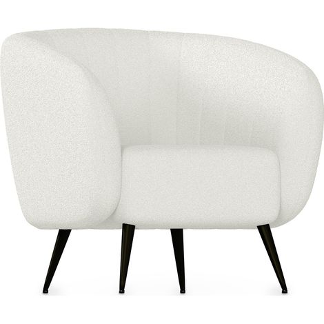 Poltrona con Braccioli - Rivestita in Tessuto Bouclé - Nuba Bianco