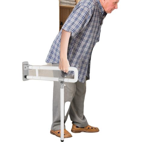 Klappbare Haltestange, Maximale Tragfähigkeit 100 kg, Rohrdurchmesser 3,2 cm, Dicke der Montageplatte 0,3 cm, Antibakterielles Material, (1/5)