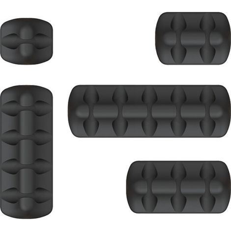 Black Cable Clips Desk Organizer - 5 Pack - Silicone Cable Management Adhesive Cable Holder Desk Cord Tidy for Charger/Mouse/Headphone/Phone Cables