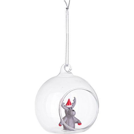 Bizzotto Sfera Aperta Natale Vetro Zoey Renna D 8 Cm