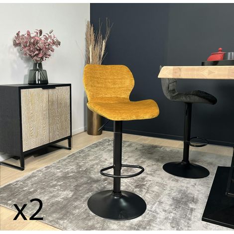 Chaise de bar moderne en velours doré réglable en hauteur (lot de 2) PALERME (1/5)
