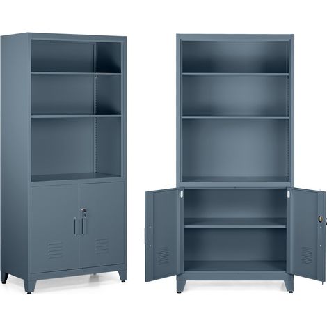 Armadio metallo semiaperto con serratura 85x45x190 cm ceruleo - Yumi (1/5)