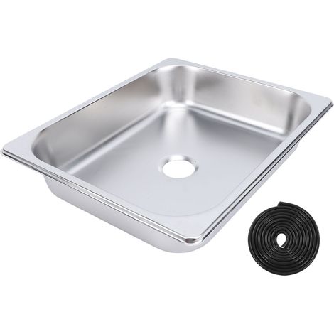 Ortviai Évier Carré pour VR et Bateau en Acier Inoxydable 304 – 325 x 265 x 65 mm, Sortie 40 mm, Finition Brossée et Polie (1/5)