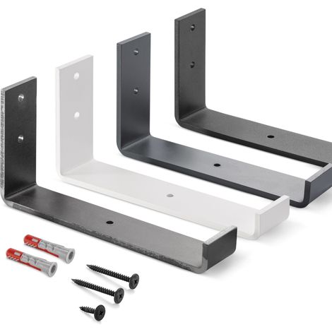 HOLZBRINK Metall Regalträger Regalhalter für Wandregal, Wandhalterung grau 200mm, 1 Stück, HLR-J-200-7016