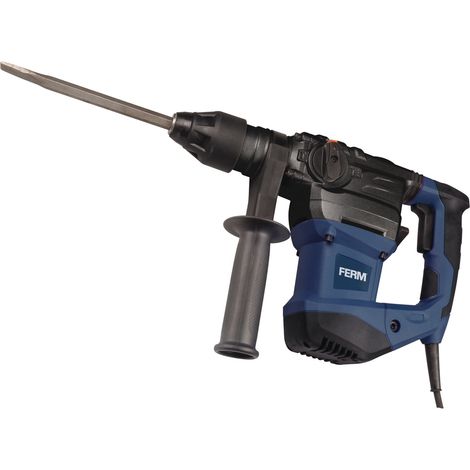 FERM Bohrhammer 1500W - Seiten-Handgriff - Bohren, Hammerbohren und Meißeln - Inkl. 3x SDS Plus Bohrköpfen und 2x SDS Plus Werkzeugköpfen