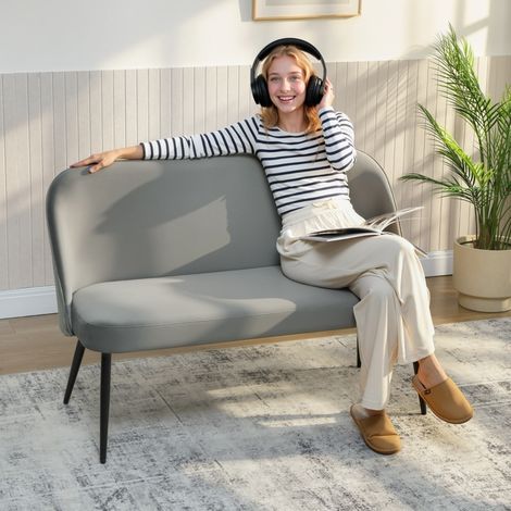 2-Sitzer-Sofa 127x63x84.5 cm grau Metall mit Samtoptik und verstellbaren Füßen (1/4)
