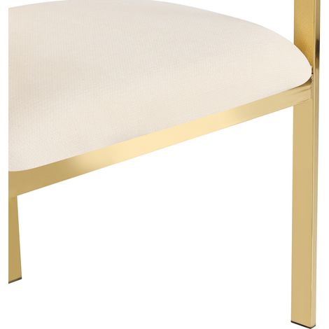 Lot de 4 chaises de salle à manger en chenille beige avec pieds métalliques dorés, design moderne confortable (1/5)