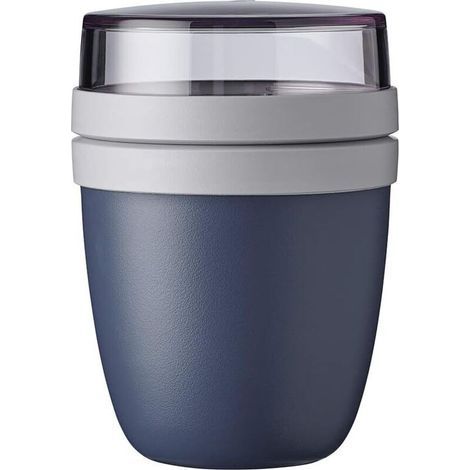 Bol Muesli Portable 500 ml + 200 ml, Bleu Vif - à Compartiments Séparés - Pratique comme Pot à Yaourt ou Muesli (1/4)