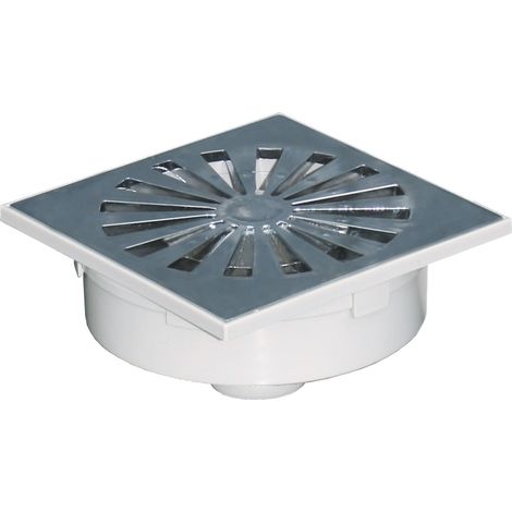 Siphonette 150x150mm sortie verticale Ø50 - Grille chromée