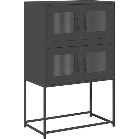 Credenza Madia Buffet Nera 68x39x107 cm in Acciaio CDS40952 (1/5)