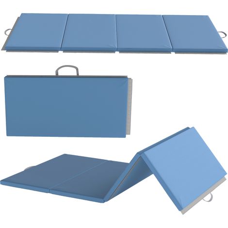 HOMCOM colchoneta gimnasia plegable de grosor 5 cm, 240x120x5 cm, con asas de transporte, esterilla de gimnasia para yoga, mma, azul claro (1/5)