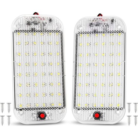 Eclairage Intérieur LED 10W 48 LED Eclairage Intérieur Lumineux Universel avec Interrupteur Marche/Arrêt pour 12V-85V Voiture Van Camion Camion Camping-Car Bateau Caravane Camping-Car Plafonnier Dôme (1/5)
