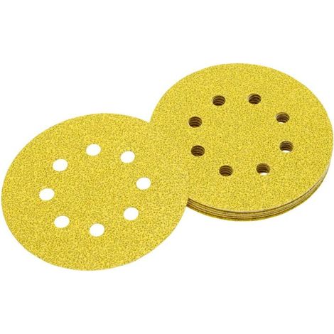Disque abrasif de ponceuse 125mm – Granulométrie 180 – Lot de 10 disques – Pour meulage sur bois dur et teck - DT3106-QZ