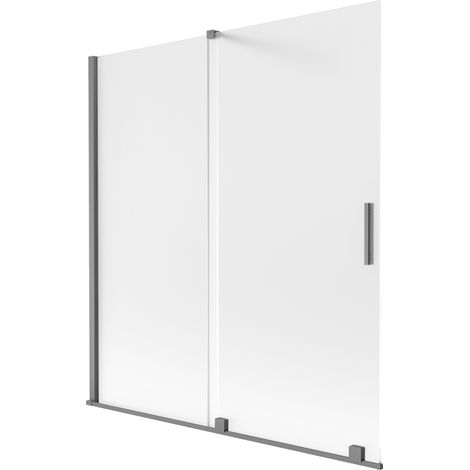 Mexen Velar pare-douche baignoire à 2 battants coulissant 150 x 150 cm, givré, gun metal - 896-150-000-31-95 (1/2)