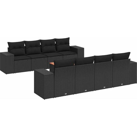 Maison Exclusive - Set Divani da Giardino 9 pz con Cuscini Nero in Polyrattan (1/3)