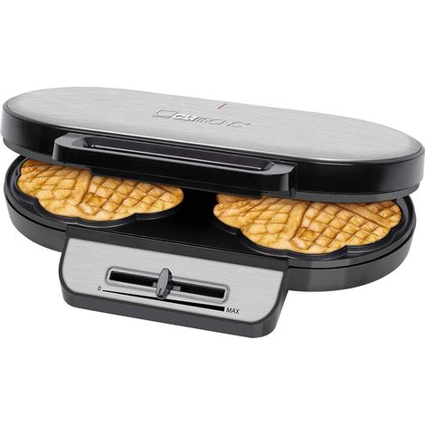 Clatronic 263934 Piastra per Waffle 2 Waffle in Forma di Cuore 1200 W Piastre Antiaderenti Termostato Regolabile colore Grigio-Argento (1/5)