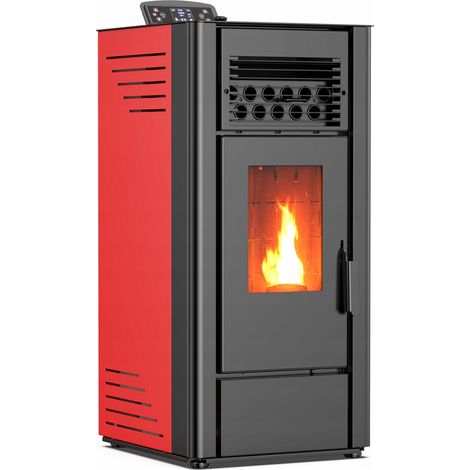 THUNDER KARMEN-RED Pelletofen 10,2 kW Freistehend WLAN Fernbedienung Rauchrohrset Ecodesign (1/5)