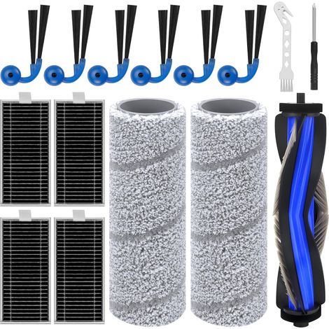 Lot de 15 accessoires pour aspirateurs Ecovacs Deebot X11 OmniCyclone/X11 Pro/X11 Pro Omni/X11, pièces de rechange, 1 brosse principale, 2 rouleaux serpillères, 6 brosses latérales, 4 filtres HEPA, 2 (1/5)