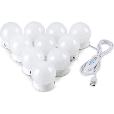 Lumière de Miroir LED Dimmable - 14 Ampoules Hollywood - Blanc - Pour Miroir Cosmétique Salle de Bain (1/5)