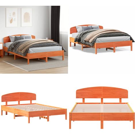Giroletto senza Materasso Marrone Cera 150x200 cm Legno di Pino - Letto senza materasso - Letto in pino