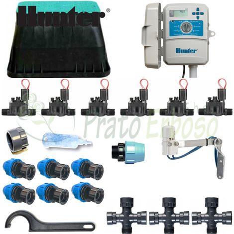 Kit de riego Hunter de 6 zonas con controlador exterior X2