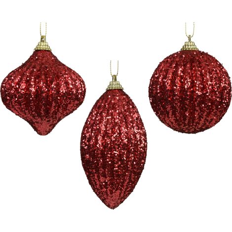 pallina di natale in foam glitter D 8 cm rosso natalizio Peraga Christmas
