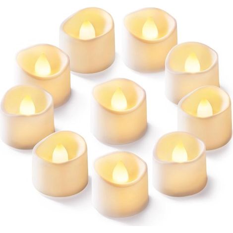 12 lumini a LED tremolanti, senza fiamma, alimentati a batteria (effetto elettrico), decorativi per caminetto, tavolo, matrimonio, compleanno (1/5)
