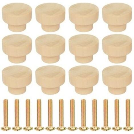 12pcs Poignée Meuble en Bois, Rond Boutons de Meuble, Boutons de Portes pour Placards, 35 mm Poignet de Tiroir, pour Décoration D'intérieur, Placard, Penderie, Tiroir, Armoires de Cuisine (1/4)