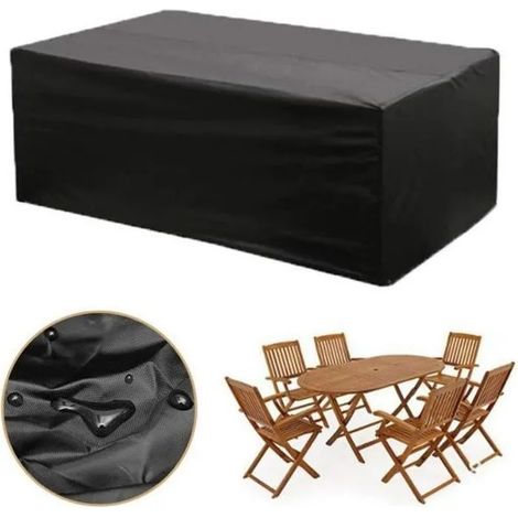 Housse de protection pour salon de jardin - Imperméable - Anti-Vent/Pluie/UV - Noir (1/4)