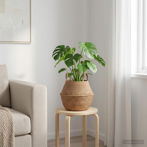 vidaXL Plant Pot with Handles Natural 脴 22 x 20 cm 100% Seagrass (1/5)