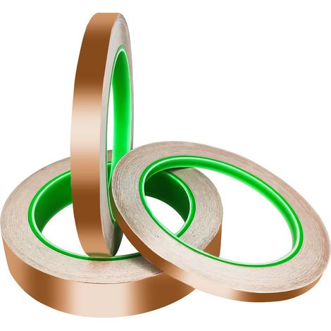 Ruban Cuivre Adhésif 3 Rouleaux - 6mm/10mm/20mm x 20m, Réparation Électrique, Barrière Anti-Escargots