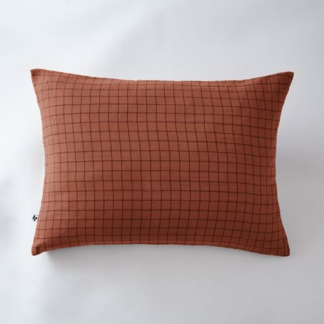 Taie d'oreiller gaze de coton tissée 50 x 70 cm gaïa mix Terracotta (1/3)