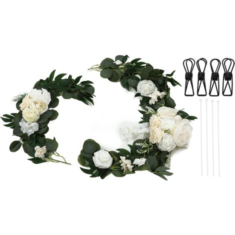 Lot de 2 décorations florales de mariage en forme de rose, réalistes, aux couleurs vives et inodores, pour une bienvenue parfaite (18063 XBS) (1/5)