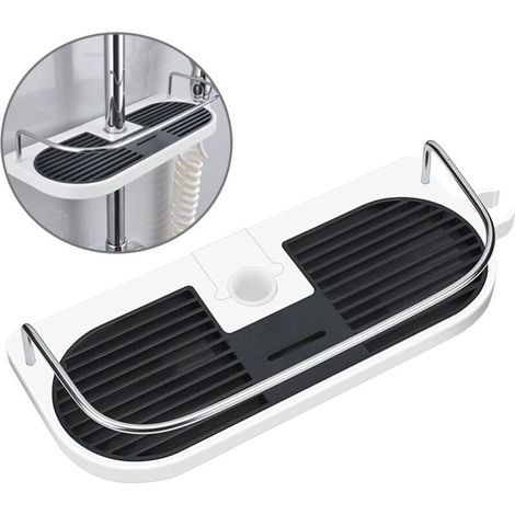 Sans Perçage Étagère de Douche pour Rail de Douche - Support D'organisateur de Salle de Bains pour le Shampooing, Adapte le Rail de 19mm - 25mm (1/5)