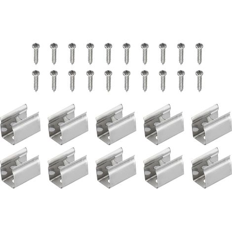 Lot de 40 clips de fixation pour bande lumineuse LED en acier inoxydable avec vis pour ruban lumineux néon RVB de 4,8 à 6 mm (1/5)