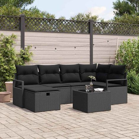Gartensofa-set mit Kissen mit Speicher Poly-Rattan