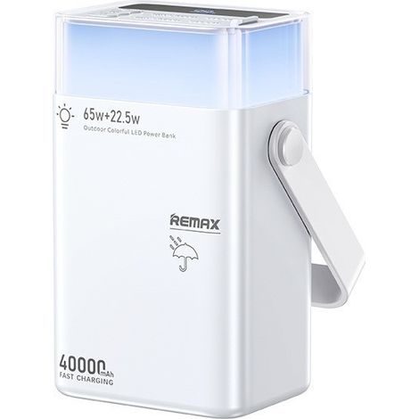 Chargeur portable, batterie 65 W à charge rapide, PC 40 000 mAh avec éclairage pour tous appareils mobiles, voyages, randonnée, camping (blanc) (1/5)