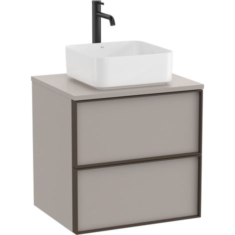 Meuble "INSPIRA" 600 - 2 tiroirs pour vasque à poser (non incluse) - Gris Mat - Roca (1/2)