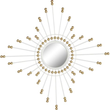 Miroir élégance blanche et dorée, chic intérieur - Blanc éclatant avec notes dorées (1/5)