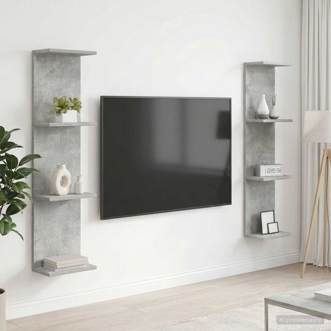 vidaXL Étagère Murale 2 pc Gris béton 25 x 15 x 100 cm (1/5)