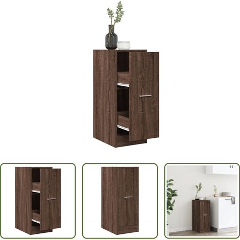 vidaXL Armoire à tiroirs -  Armoire apothicaire chêne marron 30x41x77,5cm bois d'ingénierie (1/5)