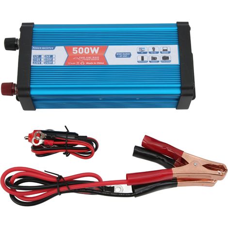 Onduleur 500W crête 1000W, sinusoïde pure, double ports USB, protection surcharge, ventilateur refroidissement pour maison voiture bateau 24V vers 220V (1/5)