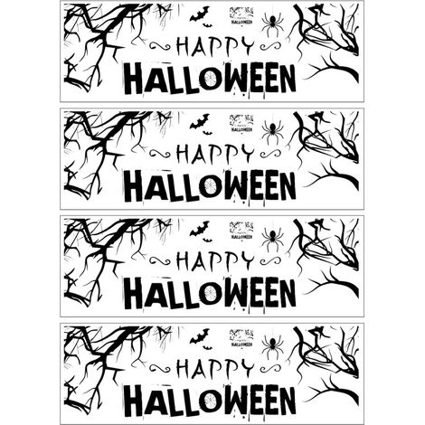 Autocollant Mur Halloween - Décoration Étanche pour Fenêtre et Vitre - PVC Noir 30 x 90 cm - Lot de 4 (1/5)