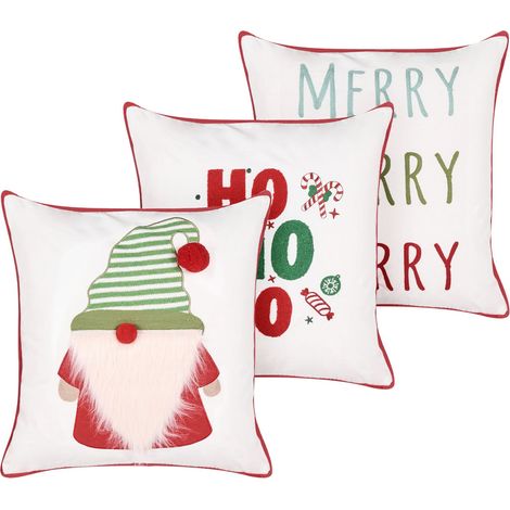 Set di 3 cuscini decorativi multicolore con motivo natalizio e fodere rimovibili Embera (1/5)
