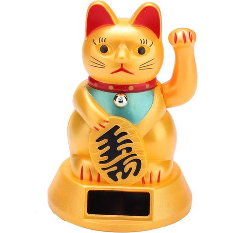 Gatto fortunato a energia solare – braccio che saluta – gatto della fortuna – oro (1/5)