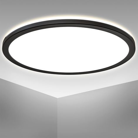 Panneau LED à lumière indirecte, plat, couleur de lumière blanc neutre, dalle led, plafond, plafonnier led, lustre salon et cuisine et chambre, 42x2,9 cm, noir (1/5)