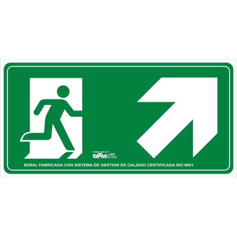 ATM Señalización ASB160 - Señal evacuación escalera arriba derecha PVC clase B