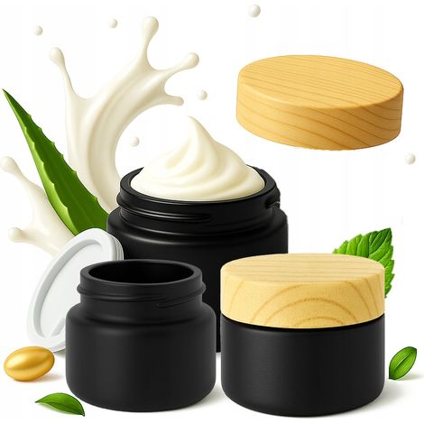 20x Glastiegel SCHWARZ MATT 10g für Creme-Balsam-Kosmetiktiegel (1/5)