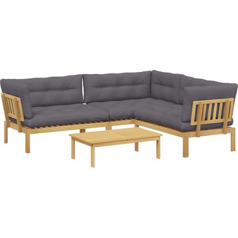 4 Piece Garden Pallet Sofa Units Solid Acacia Wood Light Brown vidaXL (1/5)