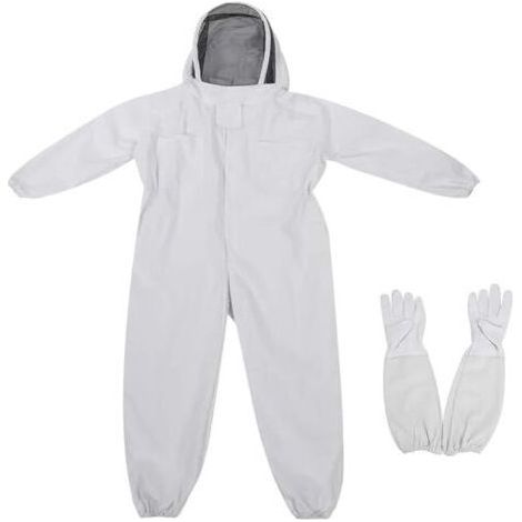– Combinaison d'apiculteur enfants – Anti-abeilles avec capuche en voile – Coton polyester respirant – Taille M, Blanc (1/5)